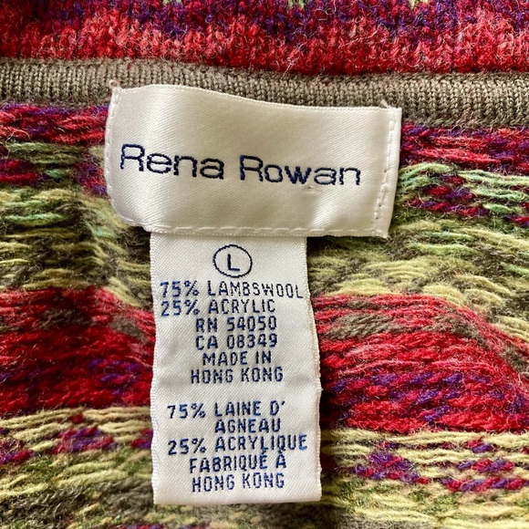 Vintage 90s Y2K Striped Cardigan Lambs Wool Button Up Cottagecore Sweater L - Picture 5 of 6